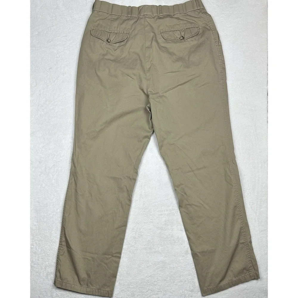 Dickies Mens Pleated Front Elastic Waist Khaki Pants‎ Trousers